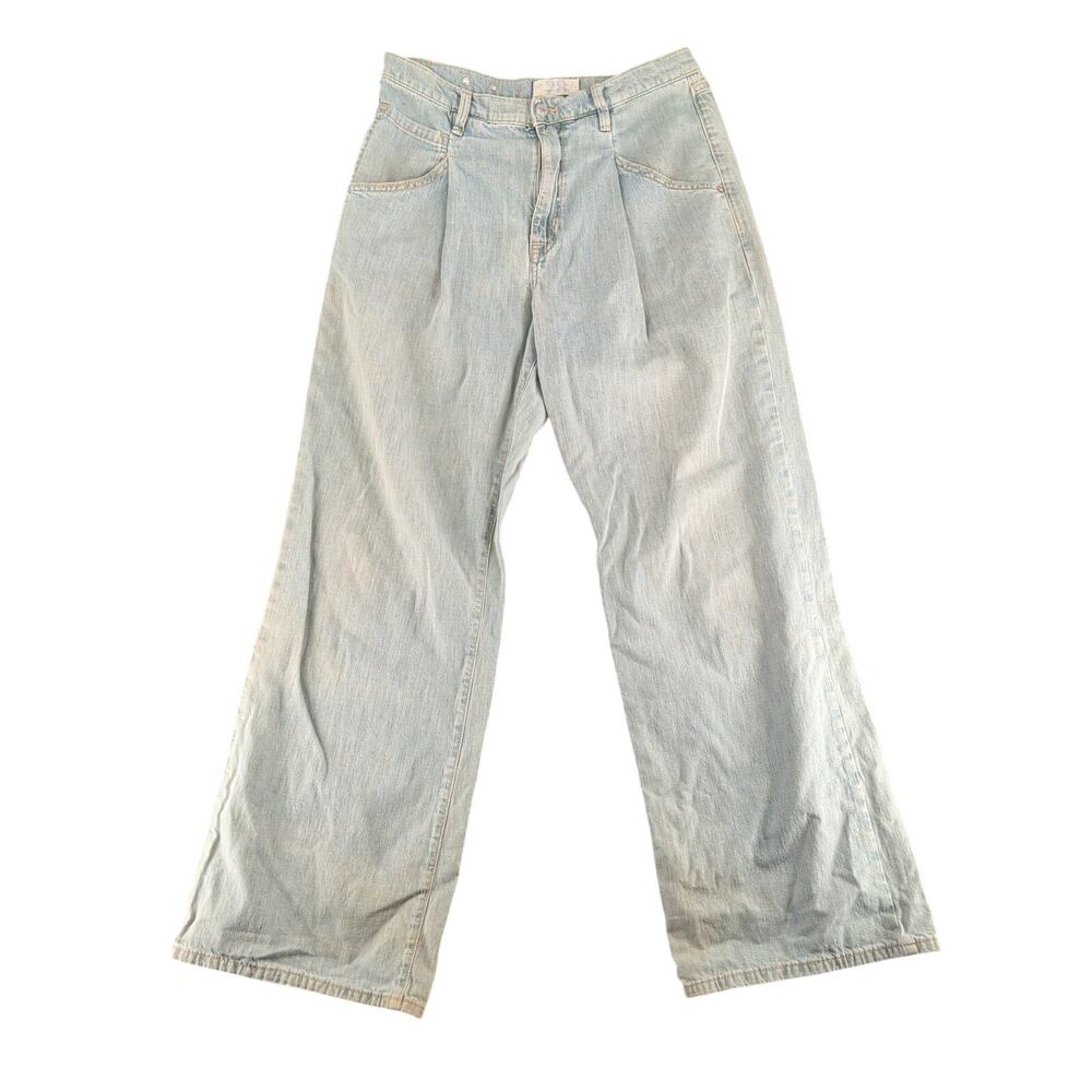 We The Free Free People Luca Super Slouch Jeans Womens 28 High Rise Pleated Boho